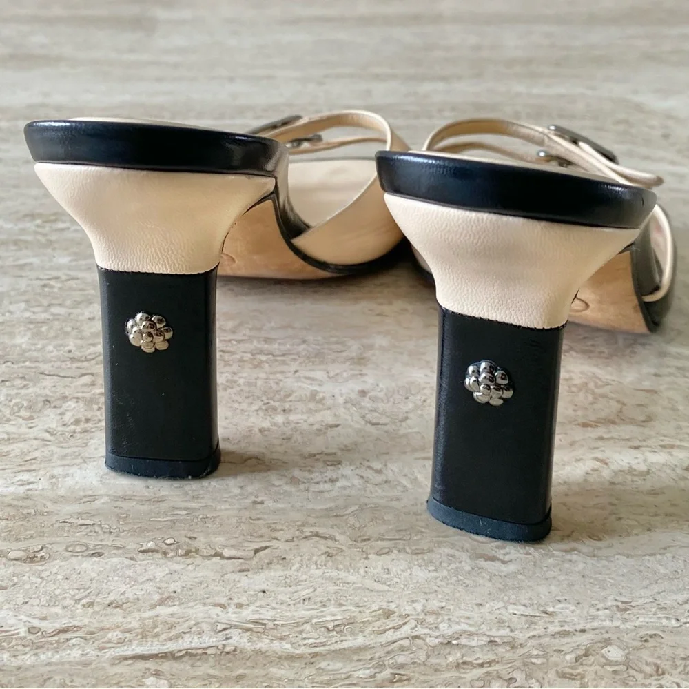 Vintage Chanel Camellia Buckle Sandal Heels - Picture 8 of 10